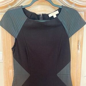 Erin little black dress with faux leather trip